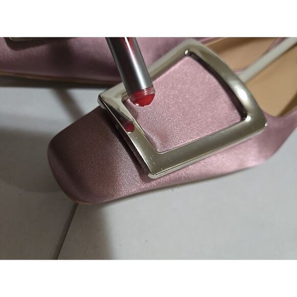 Metal Buckle Satin Low Heel (Lucia) C.Paravano Purple size W 9 - 9.5 - Picture 14 of 16